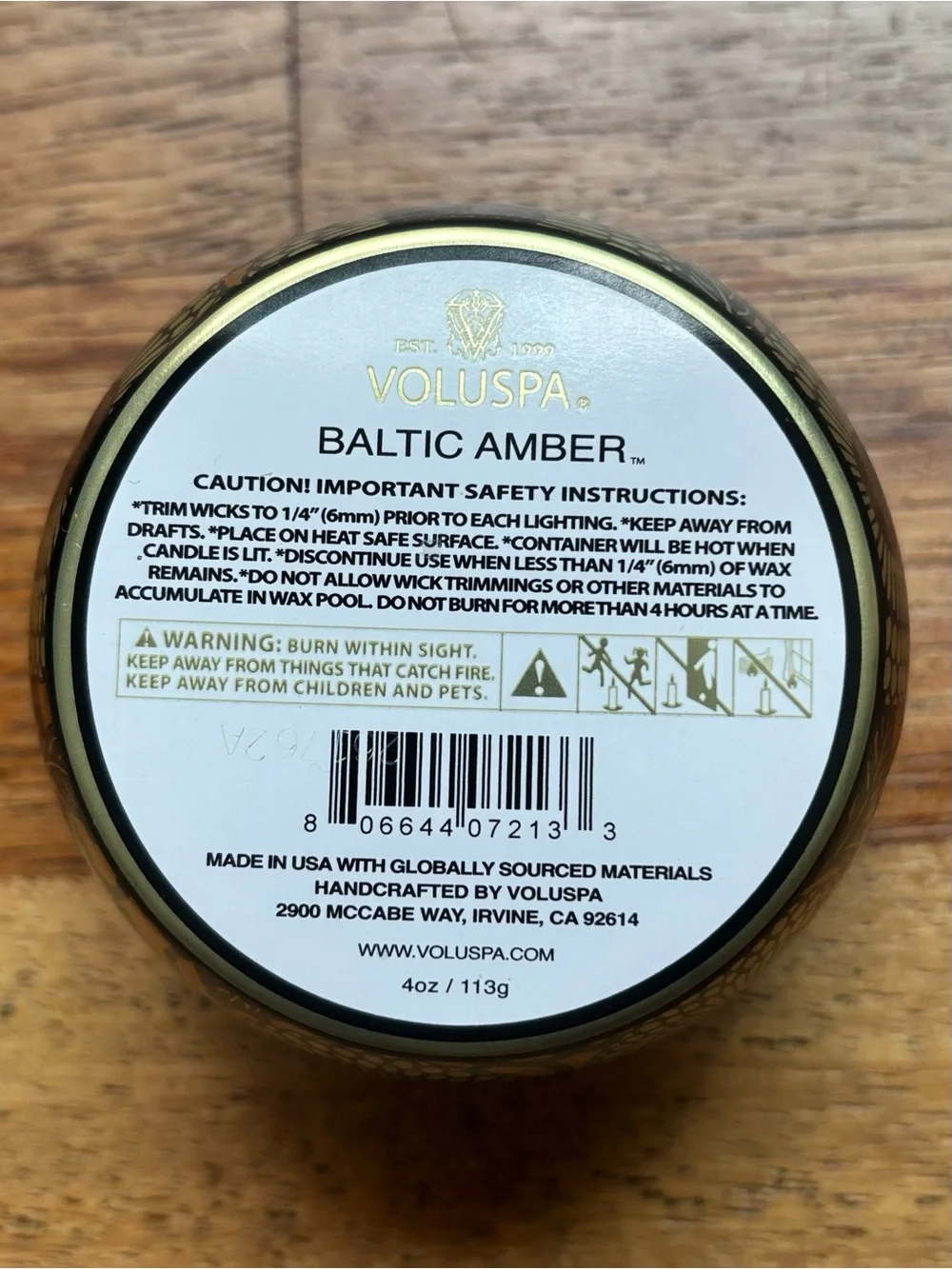 Voluspa baltic amber